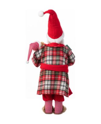 18" Faux Fur Christmas Bathrobe Santa Figurine