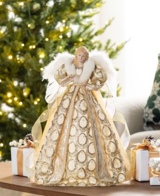 18.5" Faux Fur Christmas Angel Tree Topper