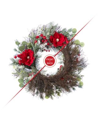 24" Christmas Magnolia Berry Wreath