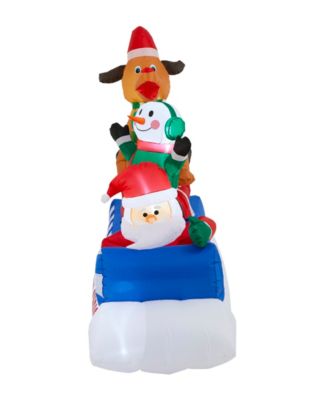 6" Lighted Inflatable Skiing Santa, Snowman and Dog D&eacute;cor
