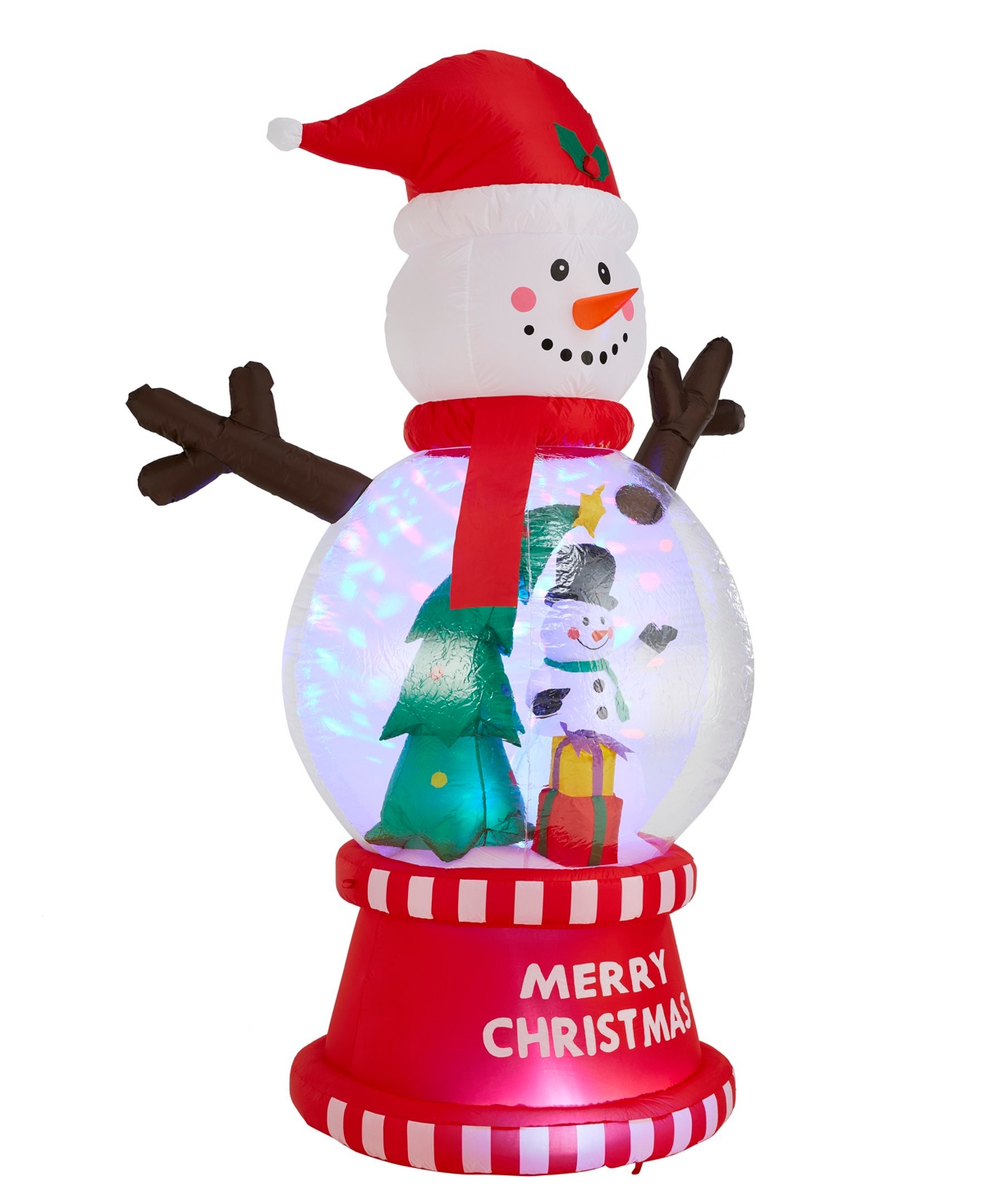 Glitzhome 8" Lighted Inflatable Snowman Globe Scene Decor In Multi