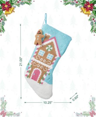 21" Hooked Gingerbread House Stocking