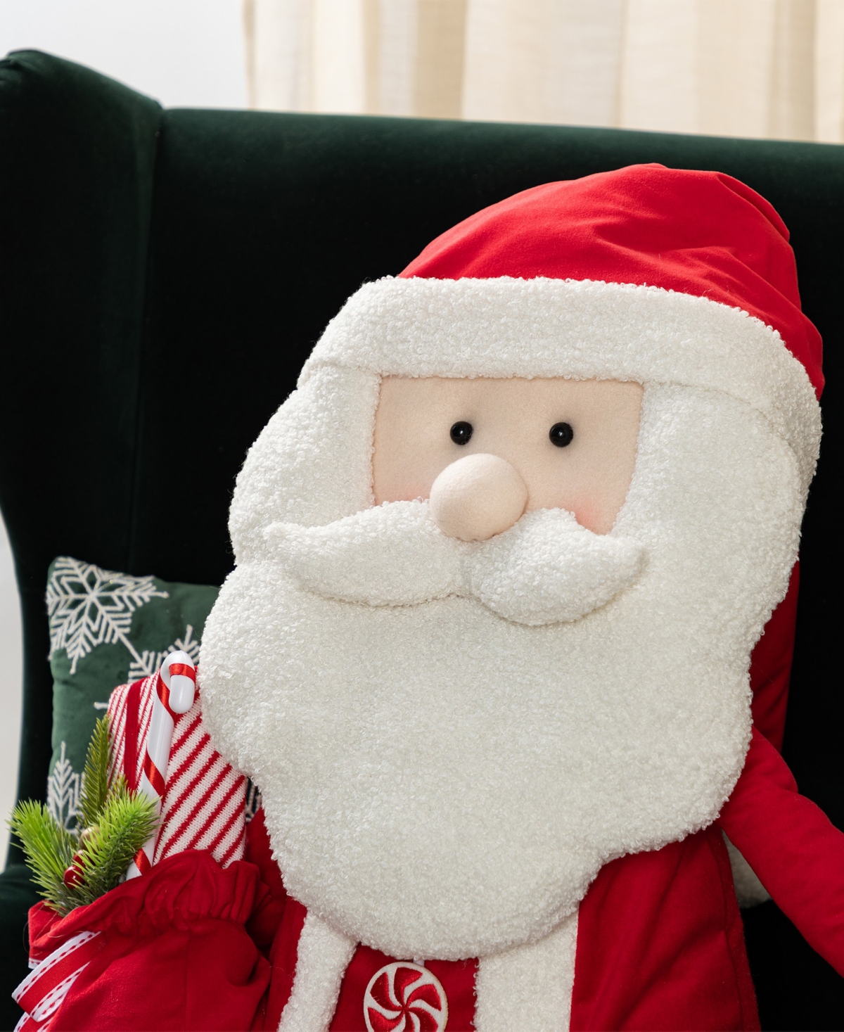 Glitzhome 60" Christmas Oversized Fabric Santa With Dangle Legs In Multi