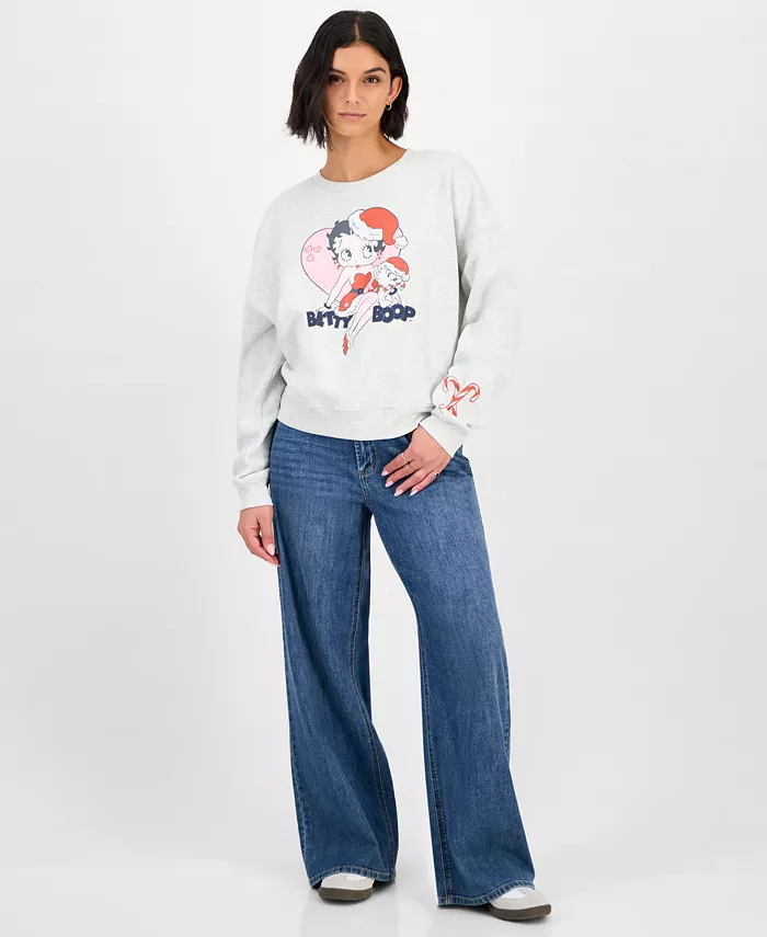 Juniors' Betty Boop Christmas Fleece Sweatshirt - thumbnail 4