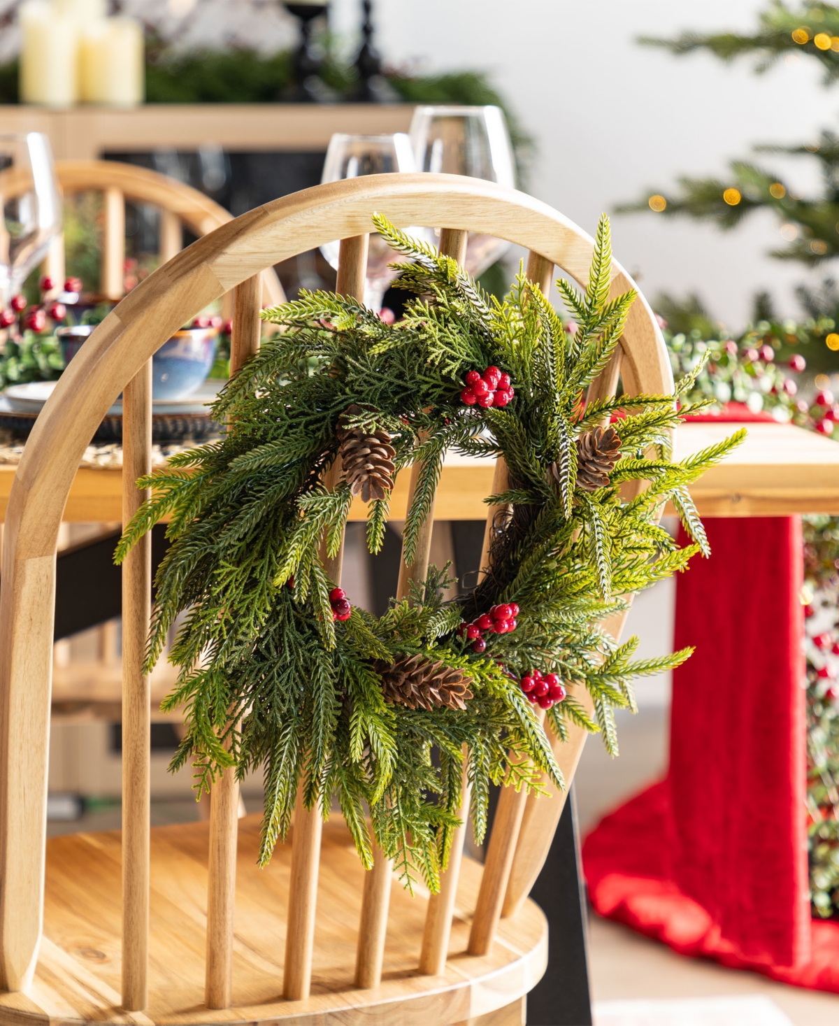 Glitzhome Christmas Mini Dripping Wreaths With Pinecones And Red Berries, Set Of 4 In Multi