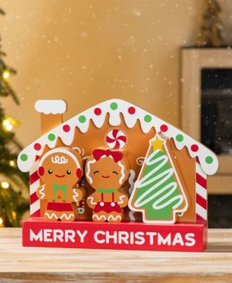 Wooden Christmas Gingerbread House Table D&eacute;cor, Set of 4