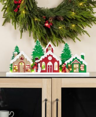 20" Lighted Wooden Christmas Villages