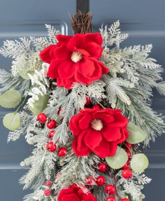 Christmas Magnolia Berry Teardrops, Set of 2