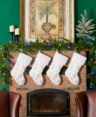 Plush with Snowflake Christmas Stockings, Set of 4