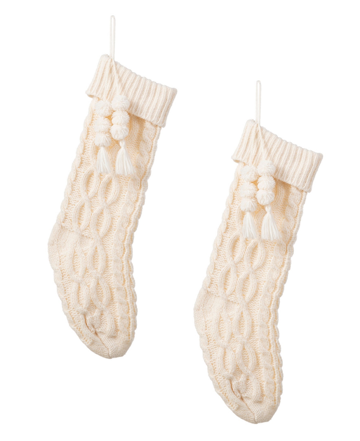 Glitzhome Knitted Christmas Stockings With Pompon Tassel, Set Of 2 In Multi