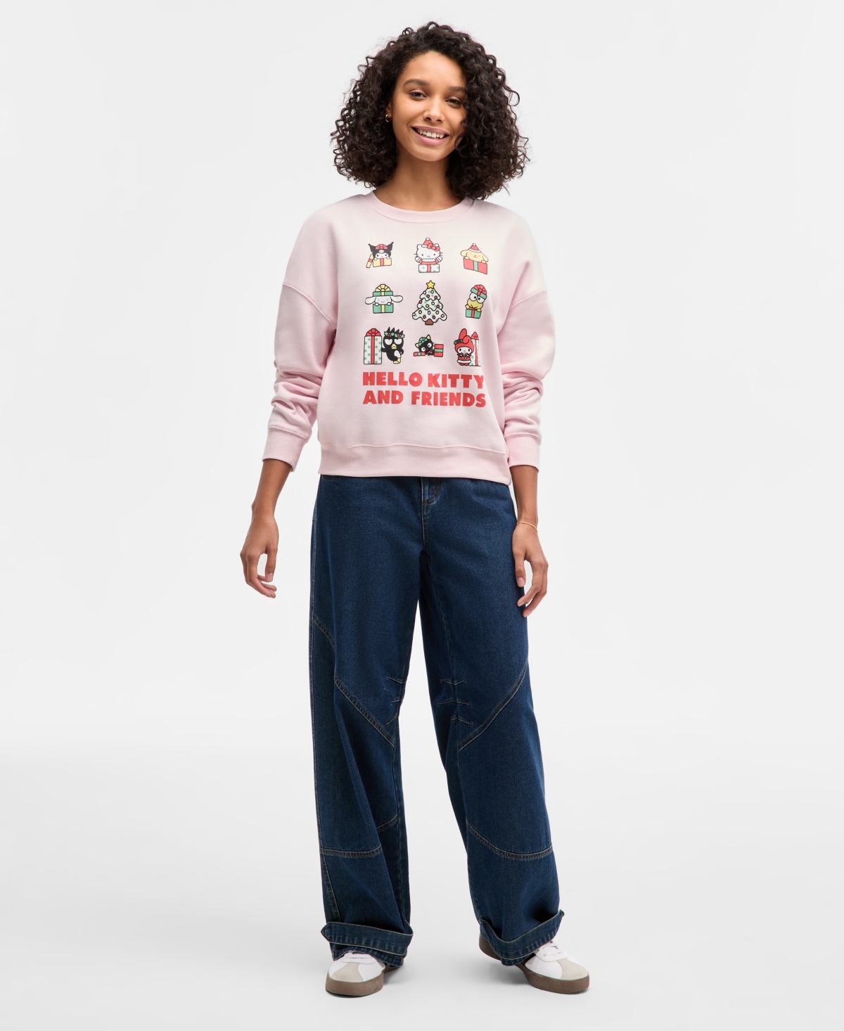 Grayson Threads, The Label Juniors' Hello Kitty Christmas Grid Fleece Sweatshirt