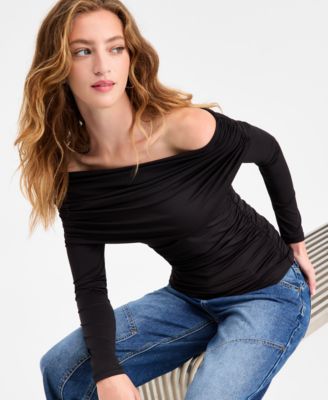 Women's Off-The-Shoulder Ruched Knit Top
