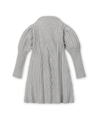 Little and Big Girls' Organic Long Sleeve Mock Neck Button Placket Sweater Dress