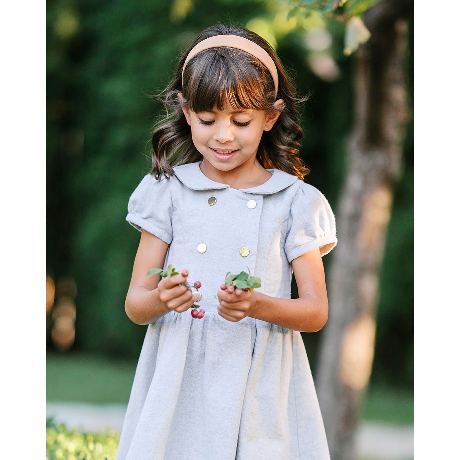 Little Girls Hope and Henry Organic Double Breasted Flannel Dress with Collar