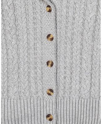 Women's Organic Mock Neck Cable Cardigan Sweater