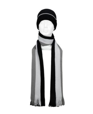 Men's 2-Piece Beanie and Ribbon Scarf Set