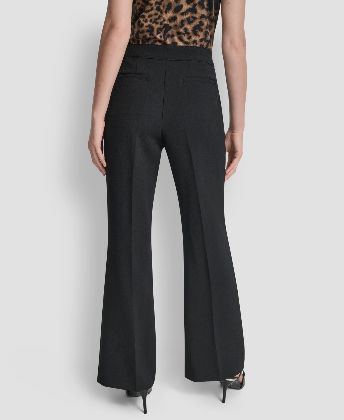 Dkny Double Weave Flare Pants In Black