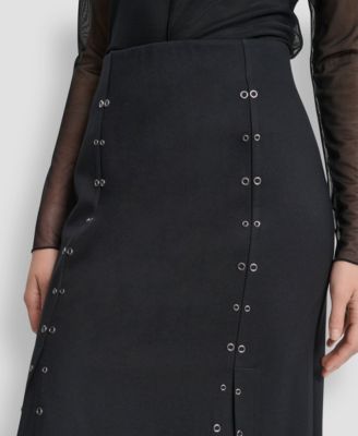 Women's Grommet Detail Midi Skirt