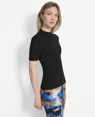 Women's Cap-Sleeve Mock Neck Sweater