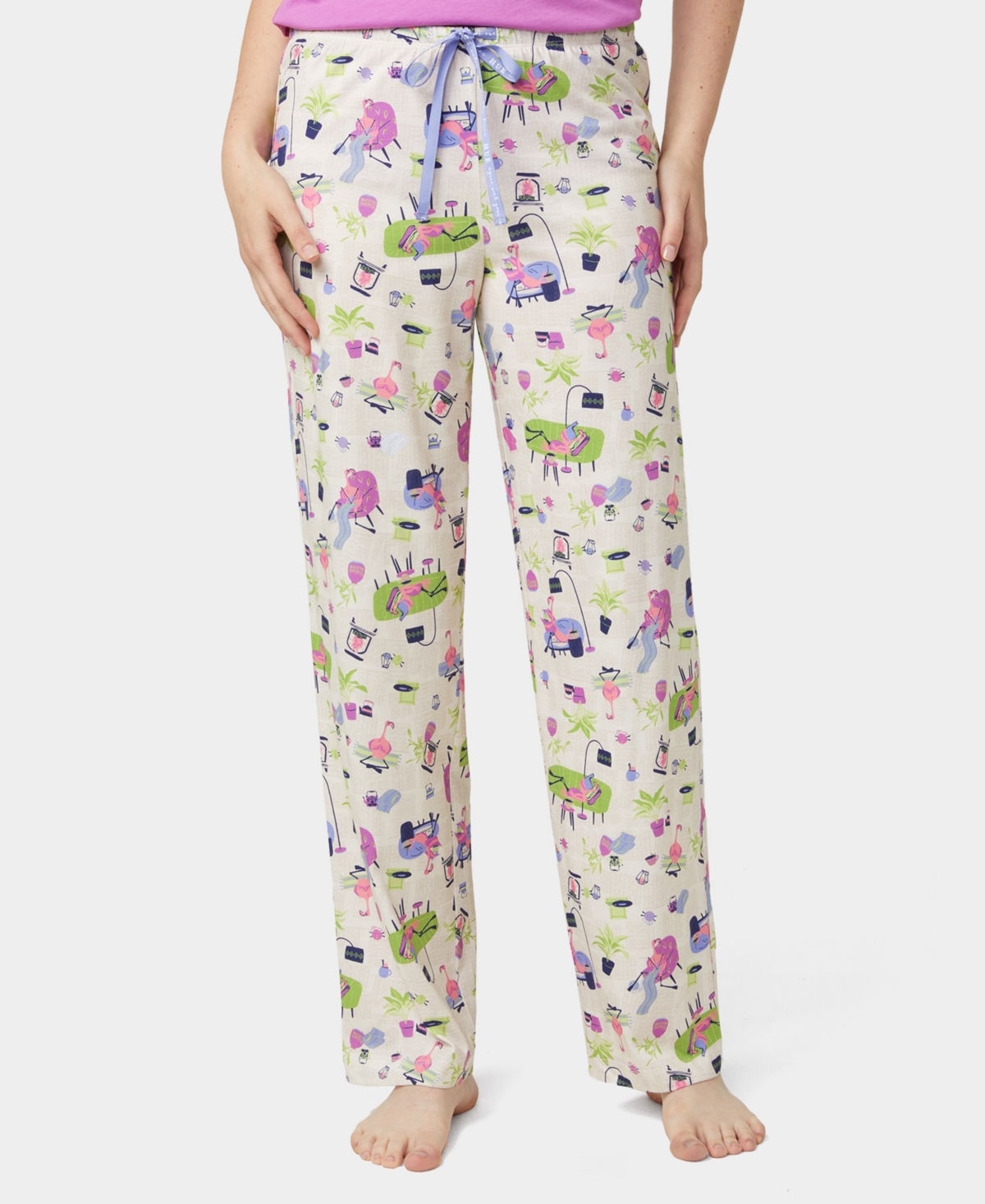 Hue Women's Lounging Flamingos Long Pajama Pants In Neutral