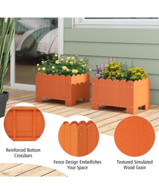 2 Pack Rectangular Planter Box Weather-resistant HDPE Flower Pot w/ Drainage Gaps  18'' x 12.5'' x 12''