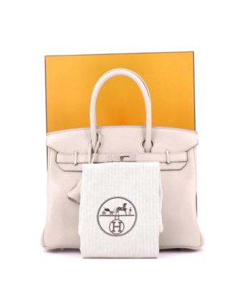 Pre-Owned Hermes Birkin 30 Handbag Light Clemence with Palladium Hardware