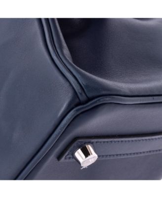 Pre-Owned Hermes Birkin 25 Handbag Blue Swift with Palladium Hardware