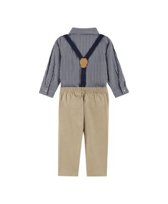 Infant Boys Check Buttondown Suspenders Set