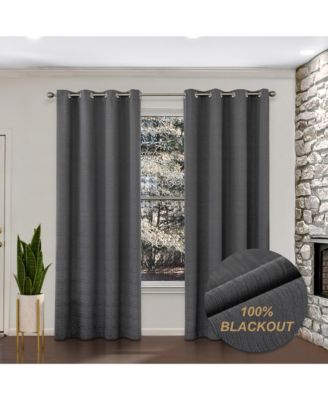 100% Blackout Cotton Blend Thermal Grommet Curtains, 2 Panels, 52"x84"