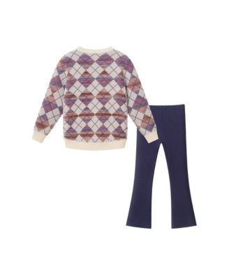 Toddler/Child Girls Argyle Tunic Length Sweater w/Flare Legging Set