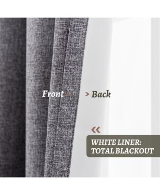 100% Blackout Linen Texture Curtains with Grommet Top, 2 Panels