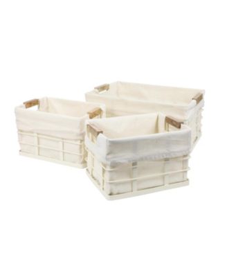 Callan Vintage Industrial Handmade Set of 3 Wire Metal Nesting Storage Baskets with Wood Handles