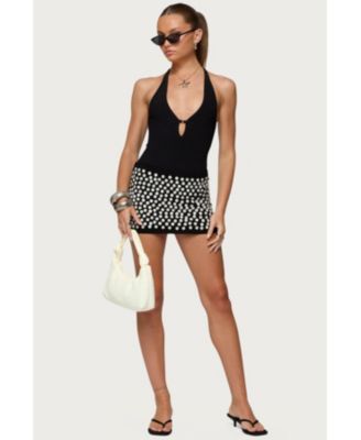 Womens Ada Iridescent Button Knit Mini Skirt