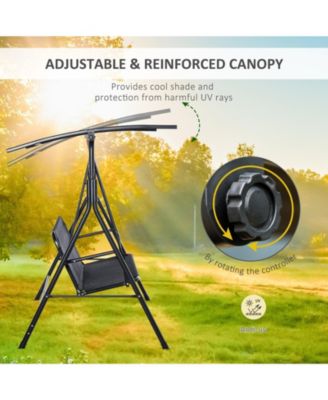 Outsunny 52 Inch 2 Person Canopy Swing Chair with Adjustable Shade