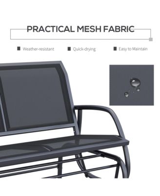 Outsunny 47 Inch Black 2 Person Outdoor Glider Bench with Steel Frame