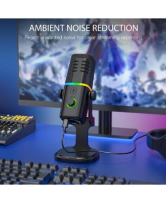 XLR/USB Dynamic Microphone for Gaming Podcast,Mic for iPhone Phone PC Computer Gaming Streaming Microphone with RGB Light,Mute Button,Mic Gain,Headphones Jack,Desktop Stand,Singing YouTube