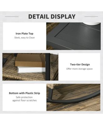 3pc Rocking Chair Set w/ Cushions, Wicker Bistro Set, Light