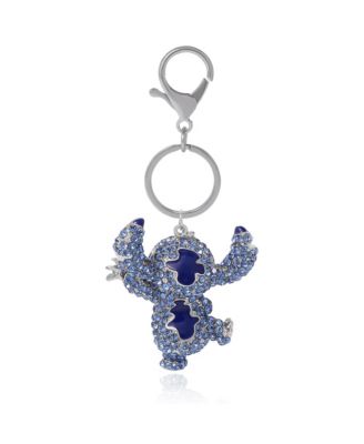 Stitch Keychain Official License, Multicolored Pave Crystal Stitch Heart Charm Keychain, Disney Bag Charm