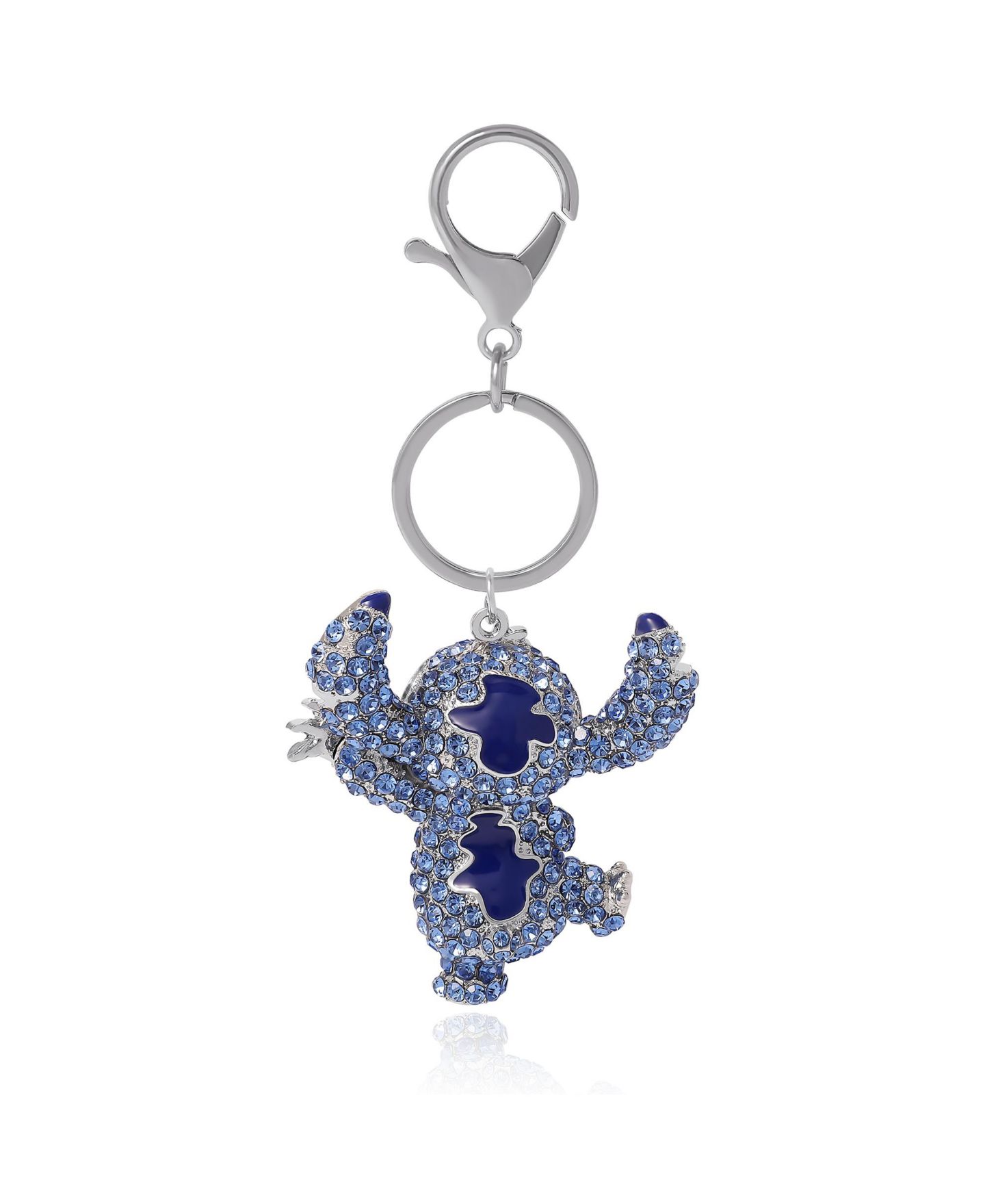 Брелок Disney Stitch Keychain Official License, Multicolored Pave Crystal Stitch Heart Charm Keychain, Bag Charm, цвет: Синий / Розовый — фото 8