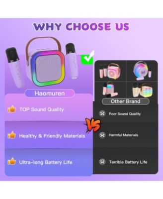 Mini Karaoke Machine for Kids, Haomuren Portable Speaker with 2 Wireless Microphones, Christmas Birthday Gifts Girl Singing Karaoke Machine for 3-12+ Year Old, 2025 Karaoke Gifts for Girls (Purple