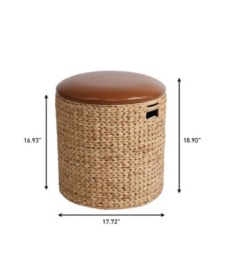 Josie Modern Coastal Hand-Woven Hyacinth Storage Ottoman with Lid