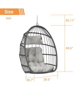 360lb Capacity Outdoor Rattan Egg Swing Chair with Waterproof Cushion