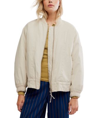Free People Women's Jax Washed Bomber Long Sleeve Jacket - Macy's