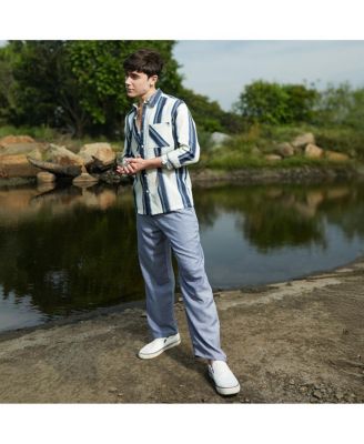 Men's Shadow-Striped Oversized Shirt