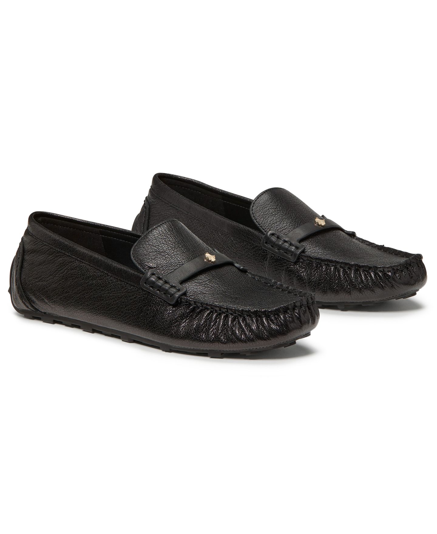 Женские туфли kate spade new york Flower Stud Round Toe Moccasin, цвет: Чёрный кожаный — фото 2