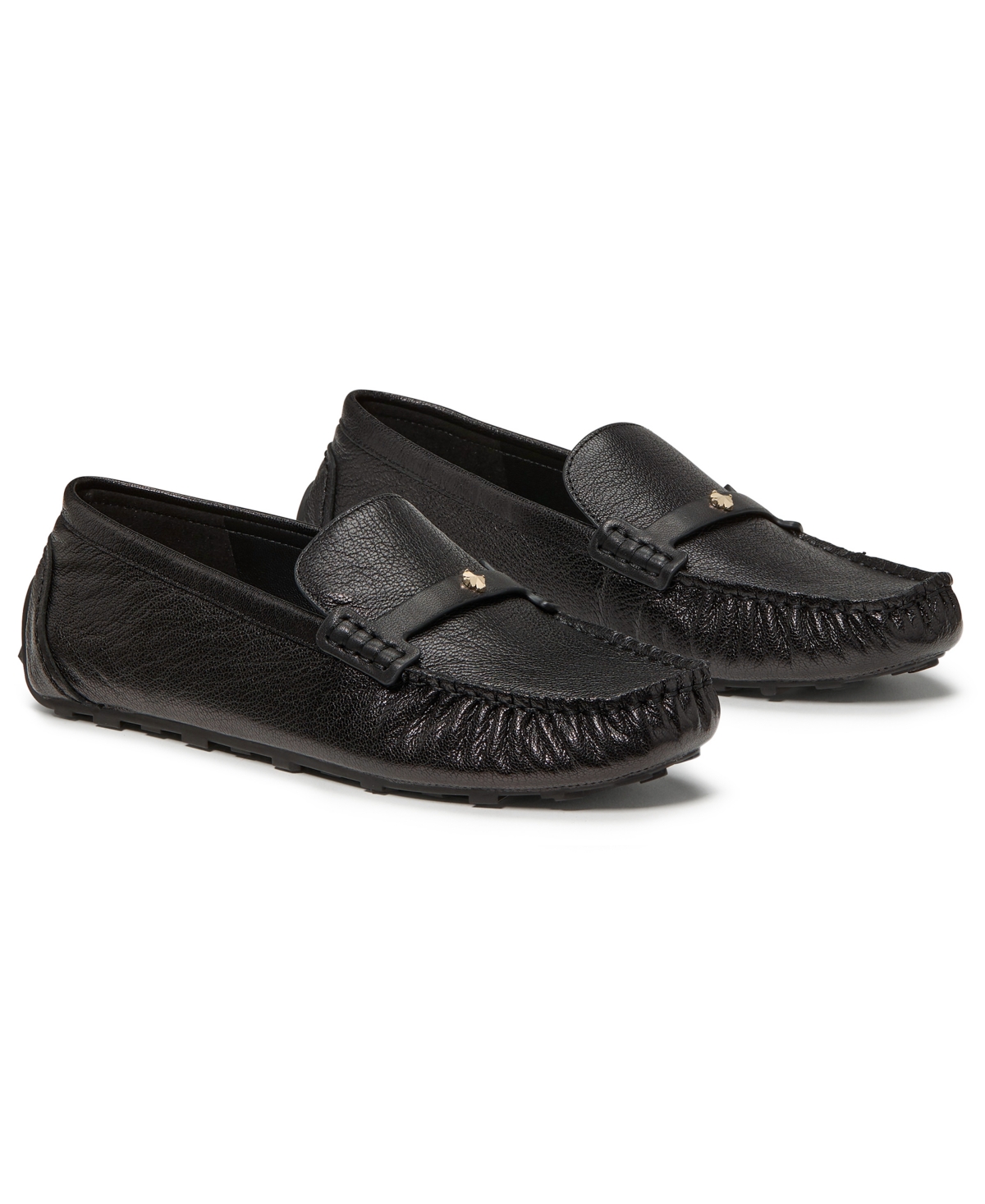 Kate Spade Women's Flower Stud Round Toe Moccasin Loafers In Black
