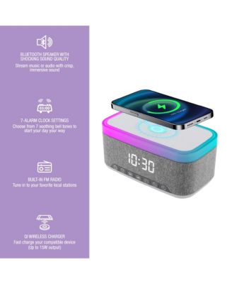 All-in-One Alarm Clock with Bluetooth Speaker, FM Radio & Qi Wireless Charging – Your Complete Nightstand Companion