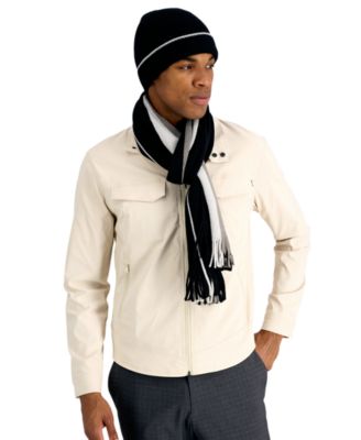 Men's 2-Piece Beanie and Ribbon Scarf Set