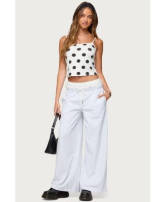 Womens Tamia Peekaboo Ruffle Lace Sweatpants