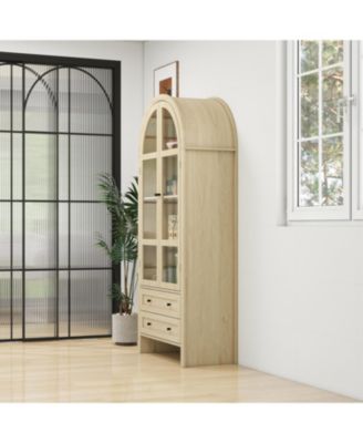 70" Tall Arched Pantry Cabinet with Adjustable Shelves for Kitchen or Living Room